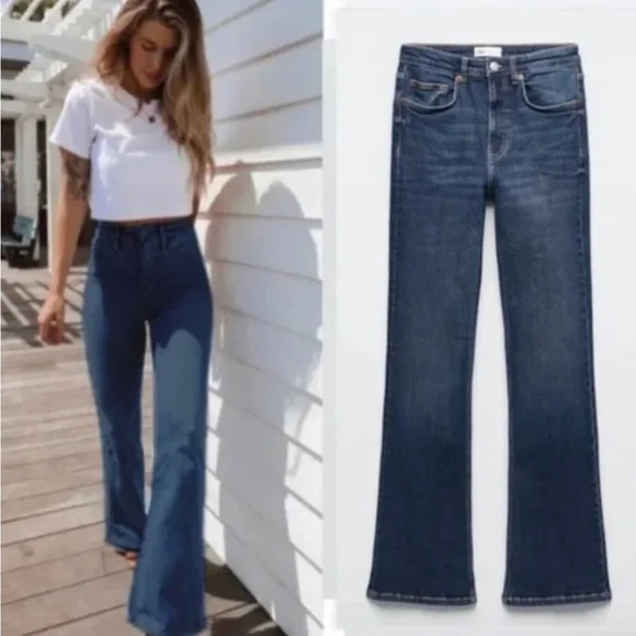 完売品　ZARA クラシックフレアフィットジーンズ　38 ブルー フレアフィットデニムパンツ - ブルー | ZARA Japan / 日本